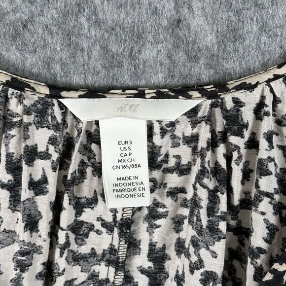 H&M Animal Print Shift Dress Long Sleeve Size Small Unlined Pullover Flowy Boho - Picture 7 of 12